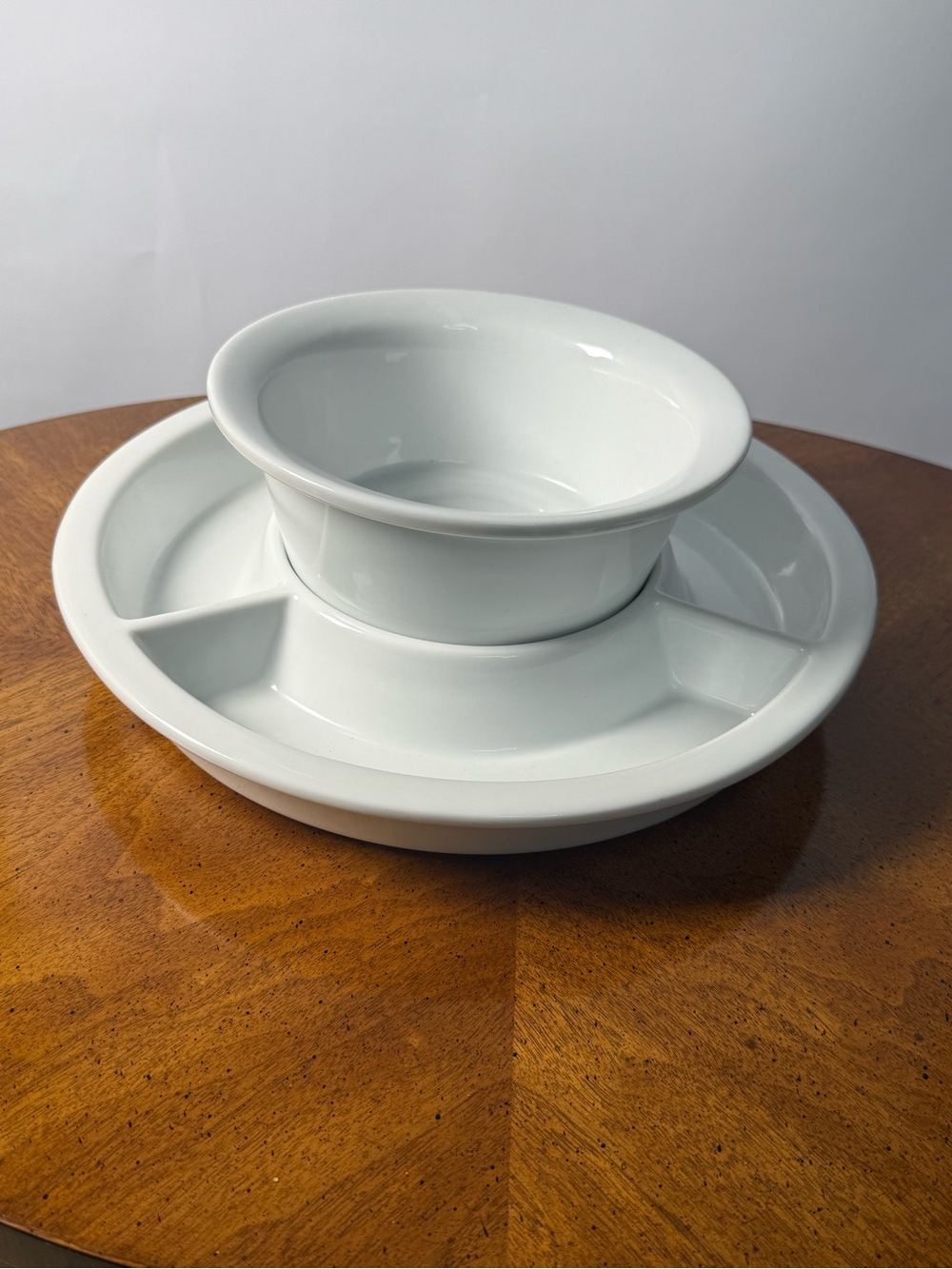 Crate & Barrel White Ceramic Sectioned Serving Platter - Home Dining